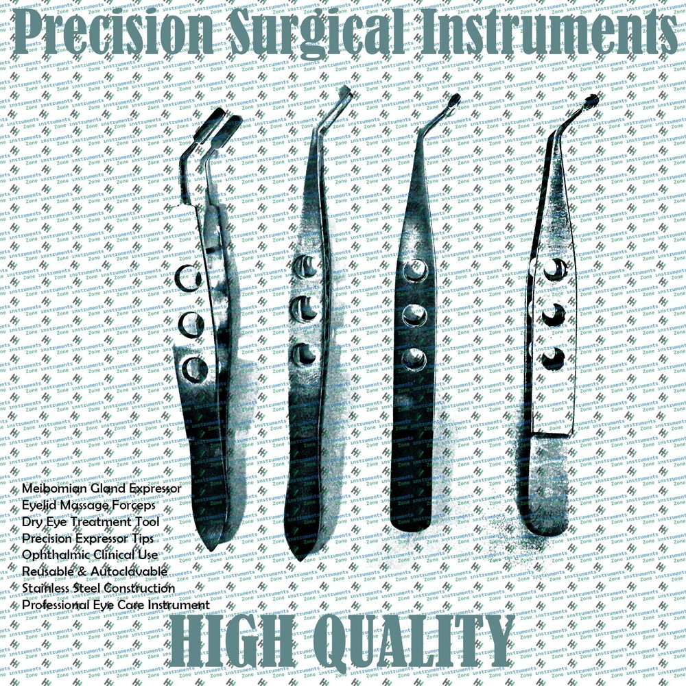 4pc Ophthalmic Meibomian Gland Expressor Eyelid Massage Forceps Stainless Steel