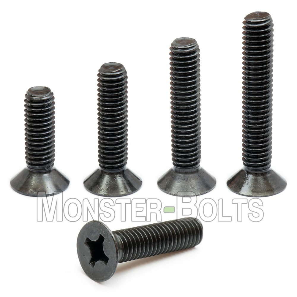 M6 Phillips Flat Head Countersunk Machine Screw, Steel w/ Black Oxide DIN 965