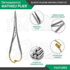 TC Tip Mathieu Ligature Elastic Placing Plier 5.5″ Orthodontic Inst German Grade