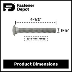 5/16”-18 x 4-1/2” Hot Dipped Galvanized Carriage Bolt Kit w/ Nuts & Washers—50x