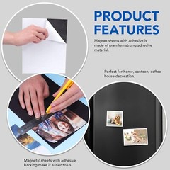 Versatile 8″ x 10″ Flexible Magnetic Sheets with Adhesive Backing – 6 Pack
