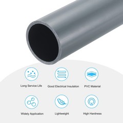 Rigid Round Pipe 36.8mm ID 42mm OD 8″ Length Light Grey High Impact