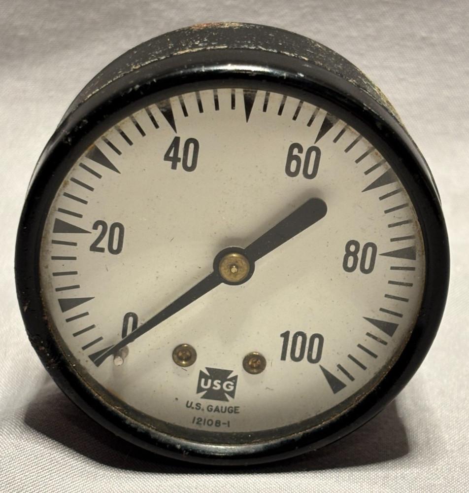 Vintage 2 ” US Gauge Pressure 0-100 PSI Model 12108-1 USG