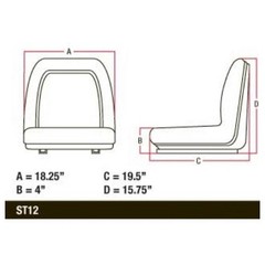 TMS444BL Black Michigan Style Seat w/ Slide Track Fits Multiple Brands & Models