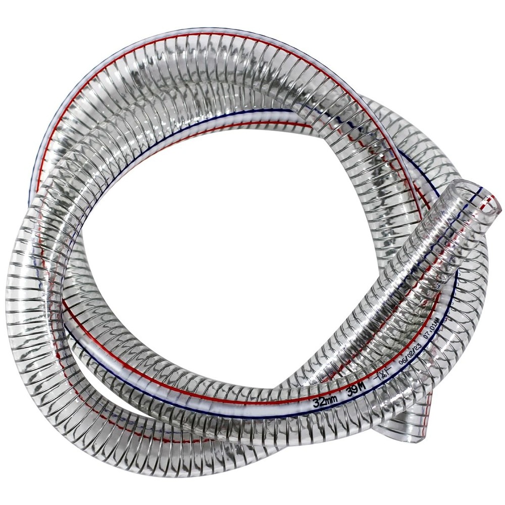 JoyTube 1″ID x 1-1/4″OD Steel Wire Suction Vinyl PVC x 1-1/4″OD, Clear