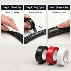 Waterproof PVC Electrical Tape Set – 5.1 Mil Insulation, 0.62 in x 32.8 ft Rolls