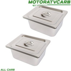 ALL-CARB 2 Stainless Steam Hotel Pans With Lids 1/2 Size 6″ Deep Thickened