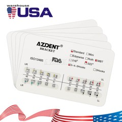 AZDENT Dental Orthodontic Metal Brackets Braces Standard MBT.022 Hooks 345