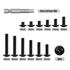 M4-0.7 x 12mm 100 PCS Flanged Button Head Socket Cap Bolts Screws, Stainless …