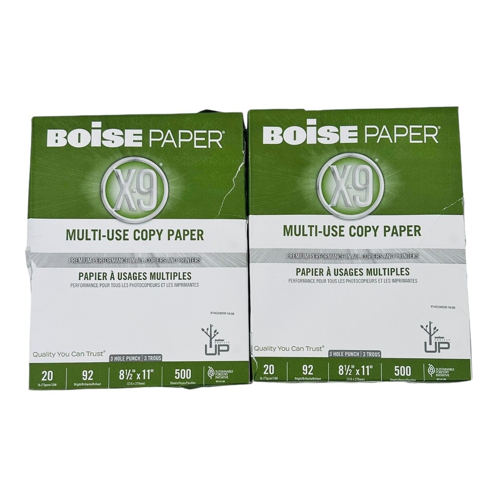 2 Reams Boise 3 Hole Punch Copy Paper 8.5″ x 11″ Multi-Use 20lb 500 Sheets