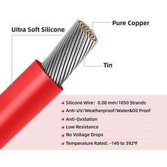 10 AWG 45A to O Ring Cable Pigtail Lead Wire fits Anderson Power pole Connector