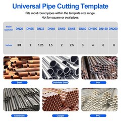 10 PCS Precision Pipe Saddle Template Cutting Guide Kit Metal PVC Pipes 3/4″-8″