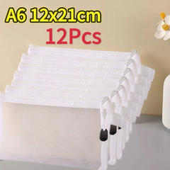 1-12Pcs Mesh Zipper Pouch Student Waterproof Zip File Bag Makeup Bag School Offi