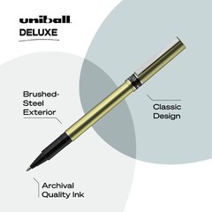 uni-ball Deluxe Rollerball Pens, Fine Point (0.7mm), Black, 3 Count