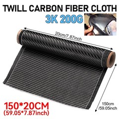 150cm x 7.9″ Carbon Fiber Fabric Roll Pure Fabric Carbon Fiber Sheet 2 x 2 Twill