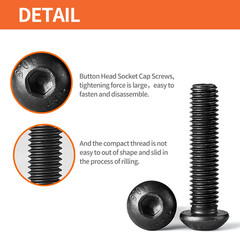 M3 X 8Mm 12Mm 16Mm 20Mm 25Mm Button Head Socket Cap Screws Bolts, 10.9 Grade All