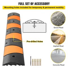 VEVOR Modular Rubber Speed Bump Driveway Cable Protector Ramp 6FT with 2 Channel
