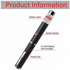 3 Pack Class II Presentation Laser Pointer Pens Red Green Violet 1mW AAA