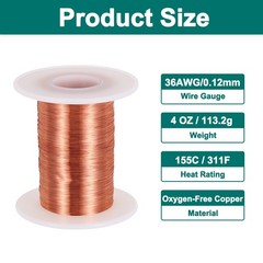 36 AWG Magnet Wire, 4 OZ/113.2g Enameled Copper Wire, 155C(311F)