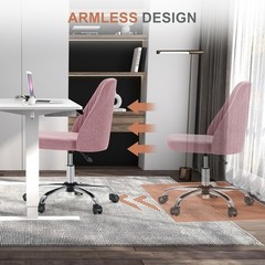 Compact Blush Task Chair – Rolling Armless Design for Students & Professionals
