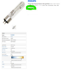 Philips 302281 High Pressure Sodium 100 Watt – 2,700K – T10 – 2 Pin [A7S2]
