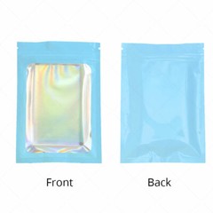 Multi-Size Double-sided Blue Glossy Foil Mylar Flat Zip Lock Bag w/Front Window