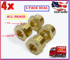 4 Pk Hex Reducer Bushing 1″ Male x 1/2″ Female NPT Adapter Pipe Fitting Brass