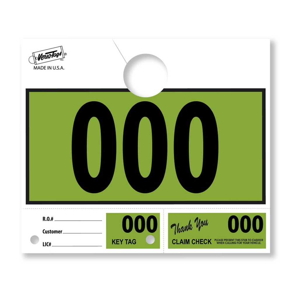 1000 Car Dealer Service Hang Tags Mechanic Repair Shop 3 Piece System LITE Green