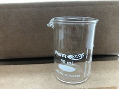 (QTY.48) VWR 10754-700 30mL LOW FORM GLASS BEAKER 4 CASES/12 PER CASE