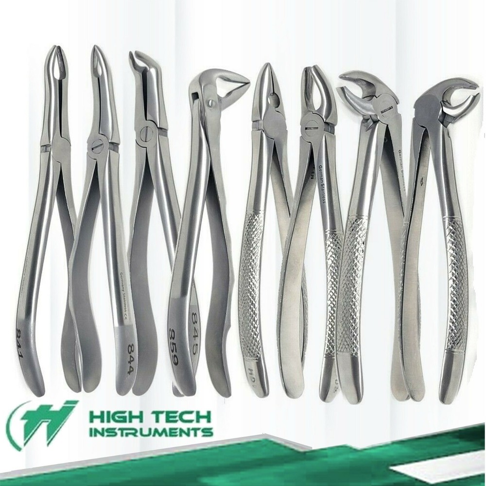 Set Of 8 German Stainless Steel Dental Extracting Extraction Forceps A+ Quality
