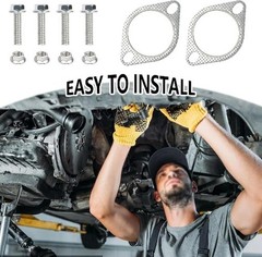 2PCS 2.5″ Exhaust Gasket Kit Include 4PCS Exhaust Bolts, 2-Bolt Color: 2.5inch