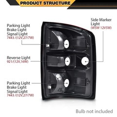 Tail Light Assembly w/o Bulbs GMC Sierra 1500 2014-2018 Red Lens Clear Bottom