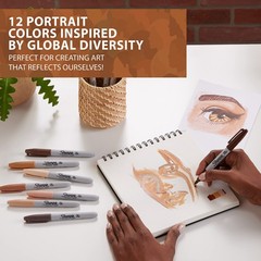 Permanent Markers Special Edition Fine Point 12 Count Assorted Skin Tone Shades