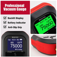 Digital Vacuum Gauge, Micron Vacuum Gauge Tester with 11 Units, 7/16 Inch-20 UNF