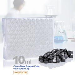 10ml Clear Glass Vials w/Screw Caps and Plastic Stoppers 1 Dram Sample Vial USA