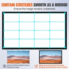VEVOR 120″ Aluminum Fixed Frame 16:9 Projector Screen Velvet Matte Home Theater