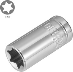 2Pcs 1/4-Inch Drive E10 External Torx Shallow Socket, Cr-V Steel