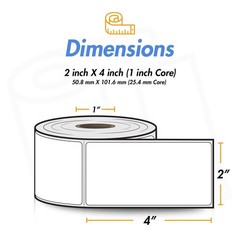 OfficeSmartLabels 2″ x 4″ Direct Thermal 1 Inch Core – 2 x 4 – 25 Rolls