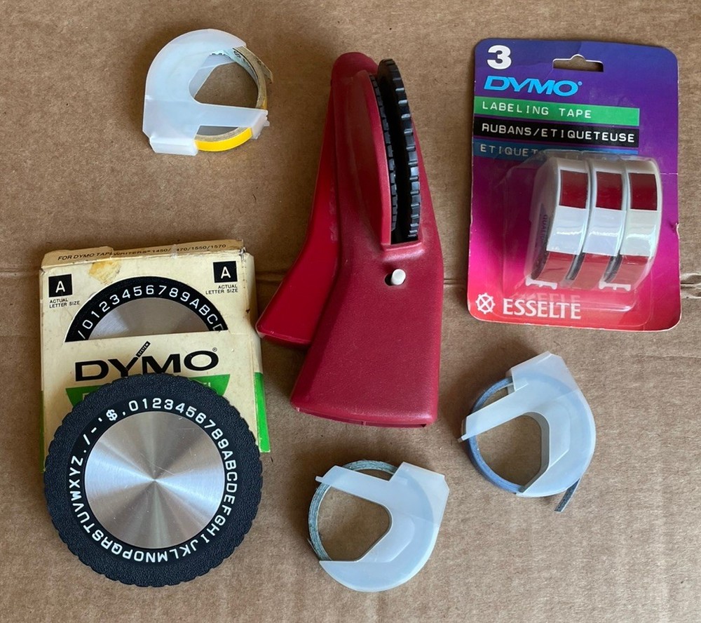 dymo label maker 1885 Vintage Labeling Tape 3/8” Red Yellow Blue Green Lot