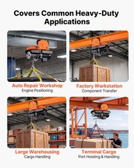 VEVOR Electric Hoist Manual Trolley 1100lbs/0.5Ton 2.68″-4.33″ I-Beam Adjustable