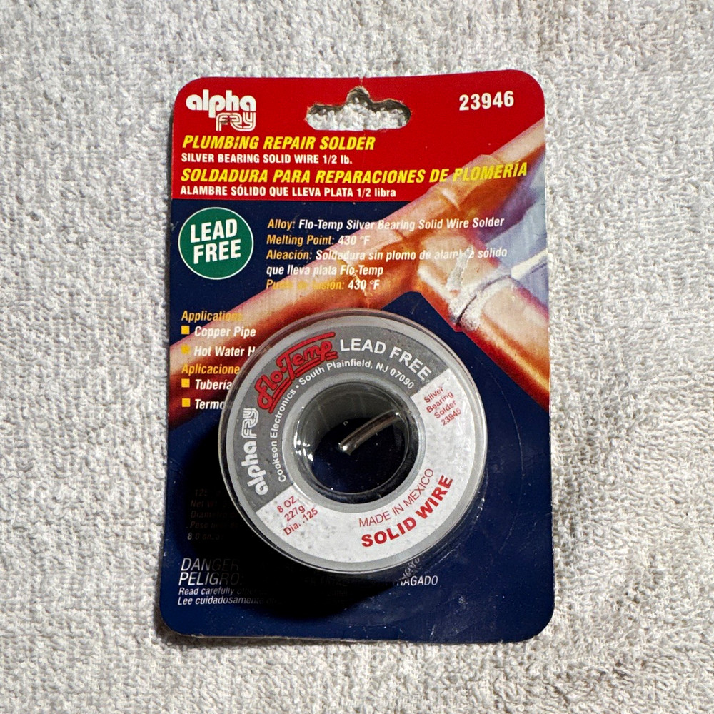 Alpha Fry Lead Free Plumbing Repair Solder Wire .125″ 1/2 lb 23946