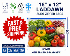 16x12x3 MIL Slider Zip Bags Heavy Duty FDA Food Safe Poly 2 GALLON LAD 4087