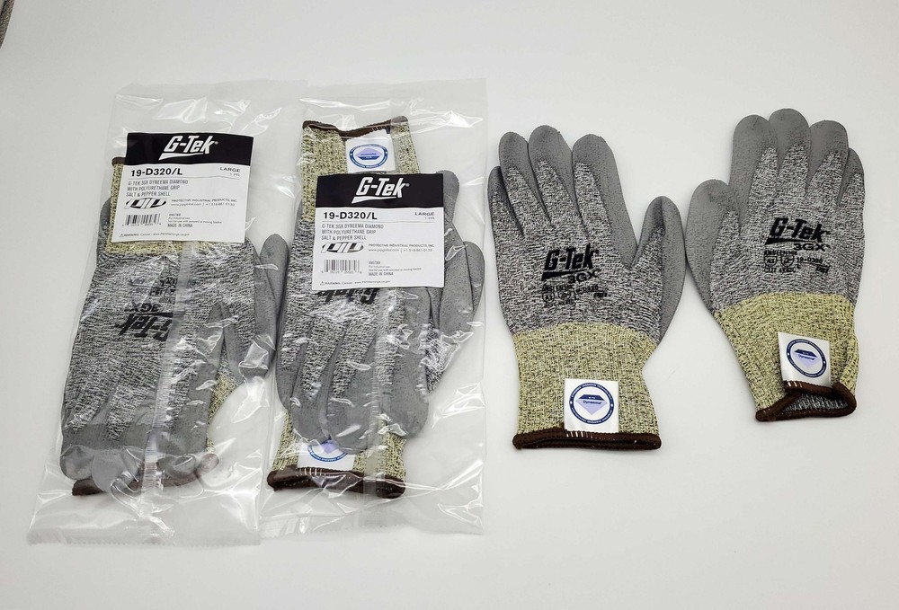 PIP Cut Resistant Work Gloves Size Large G-Tek 3GX Palm Coated 19-D320 3 Pairs