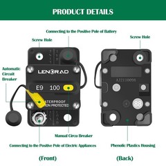 100 Amp Marine Circuit Breaker Resettable 100A with Manual Reset Switch Butto…