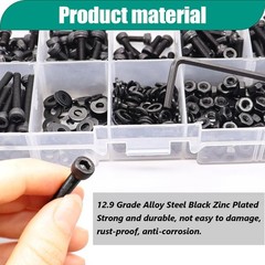 380PCS M4 Screw Kit M4x6/8/12/16/20/30mm 6 Size Hex Socket Head Cap Screws,M4 Bo