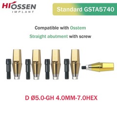Dental Straight Transfer Abutment Regular Ø5.0 mm Hex GH 1–6 mm Hiossen/Osstem