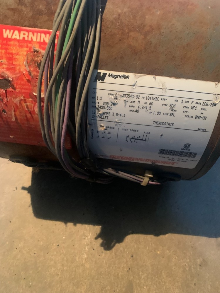 Dexter T400 Front Load Washer Motor 1PH, Dexter P/N: 9376-293-009 USED