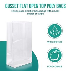 2-Mil Expandable Gusseted Poly Bags Clear Polyethylene Multiple Sizes LDPE