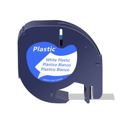 2PK Compatible for DYMO 91331 LetraTag Plastic Label Tape 1/2 Inch x 13 Ft 12mm