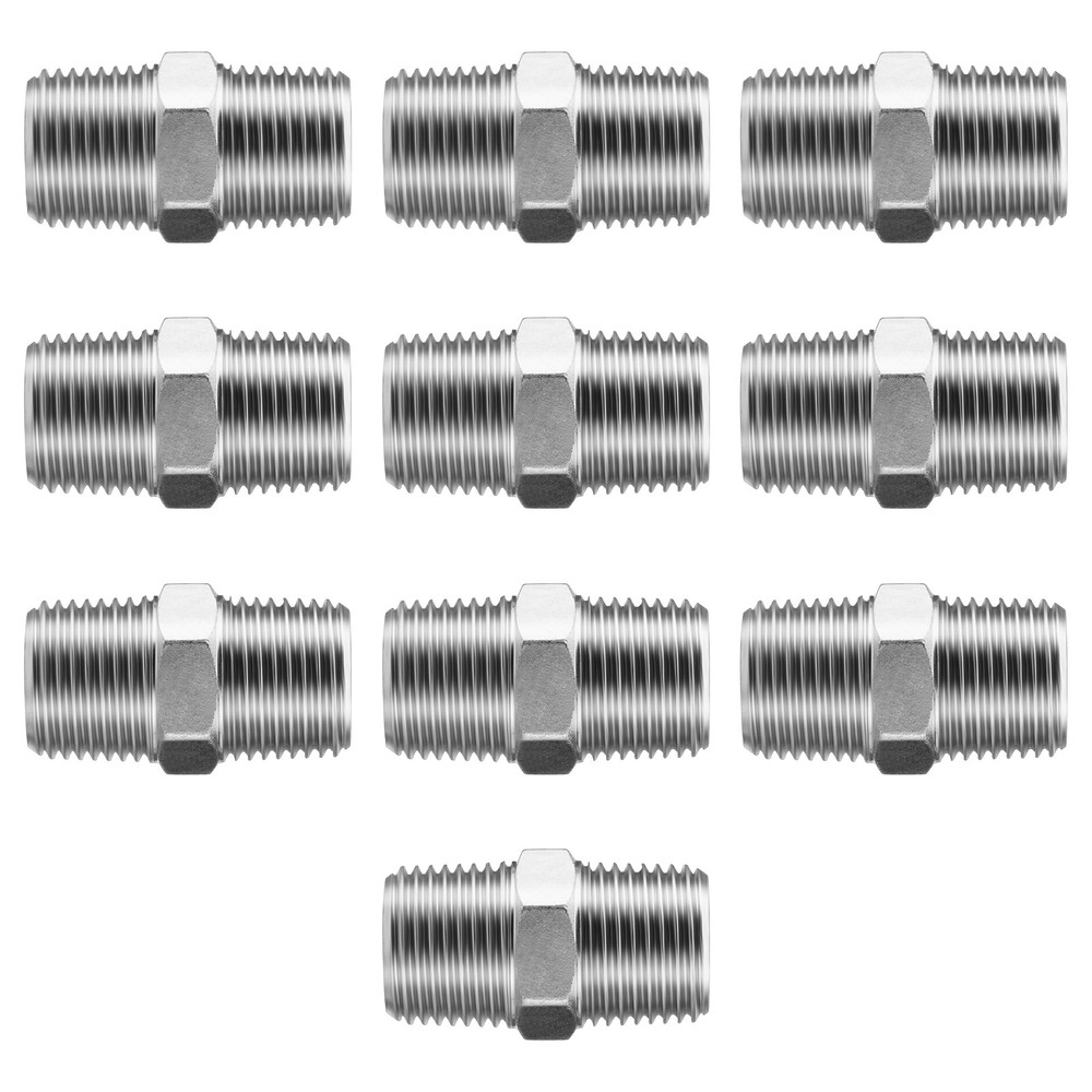 10 Pack Hydraulic Hose Adapter Fittings: 1/2″ NPTF Male x 1/2″ NPTF Male w/Cover